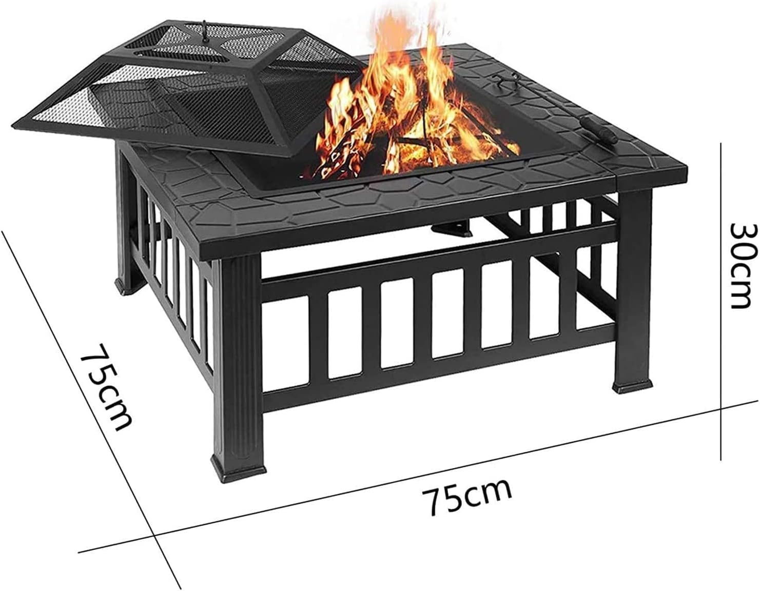 BBQ Grill Outdoor Fire Pits Outdoor Wood Burning Outdoor Fire Pits, Metal Barbecue Grill, Courtyard Rectangular Square Table Stove, Terrace Garden Stove, Used for Picnic Picnic with Cover BBQ Cooking