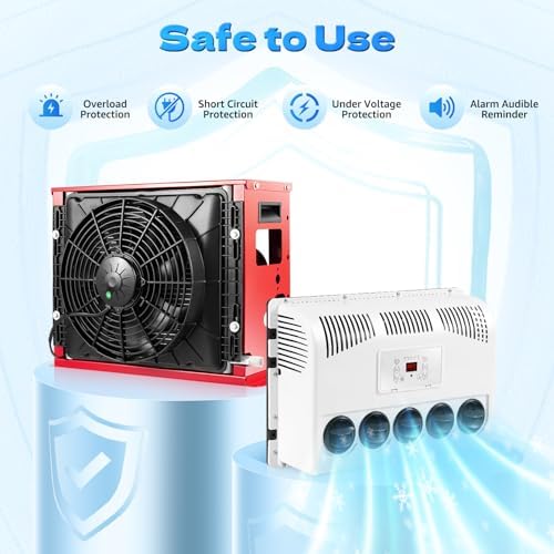 12 V Mini Split Truck Cab Air Conditioner,11000 BTU RV Truck Air Conditioner,AC Unit for Semi Truck,Caravan RV Truck,Commercial Vehicles,Heavy/Light trucks
