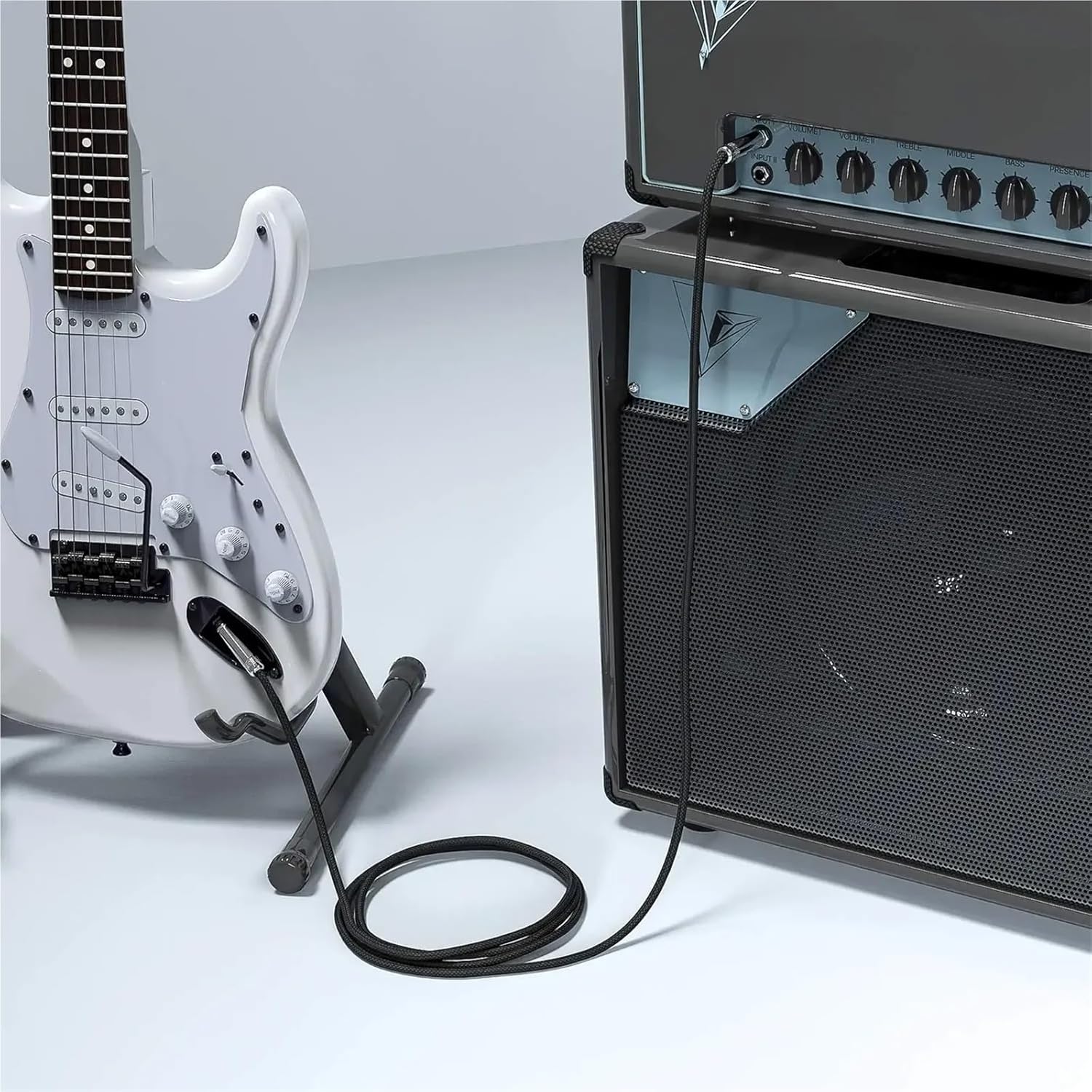 1/4 Inch Right Angled to Straight Guitar Cable TS 6.35mm Male Instrument Mono 6.5mm Cord for Electric Guitar Mandolin Pro Audio(6.5 TS,2m)