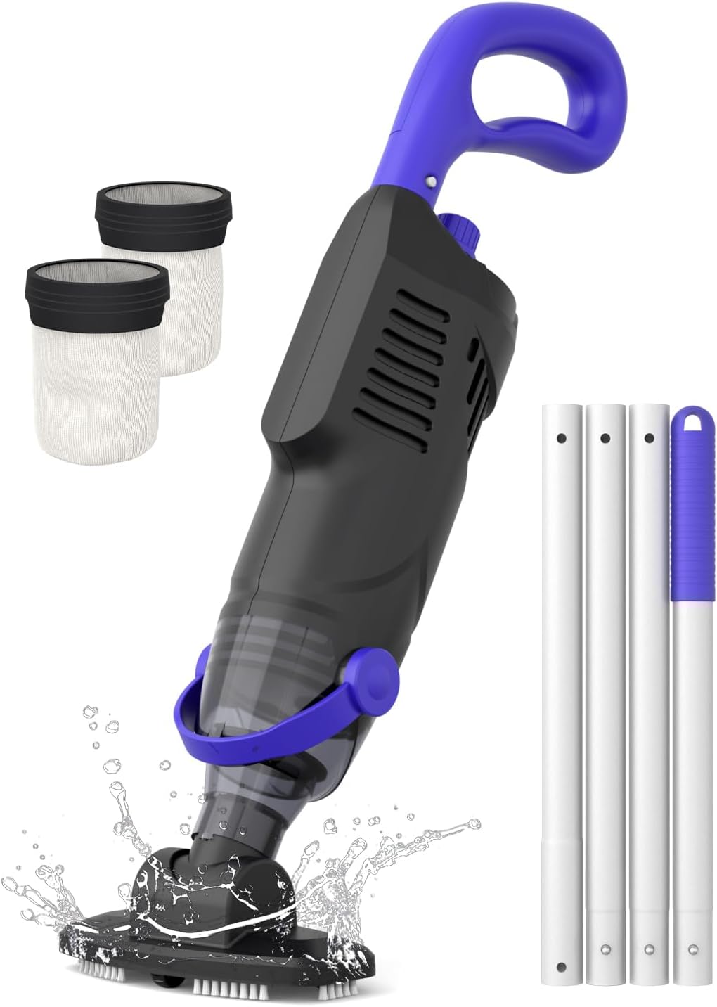 Little Shark Pool Vacuum for Above Ground Pool, Hot Tub Vacuum with a 60w Motor,18 Gal/Min Powerful Suction, Compact & Light Pool Vacuum with 5000mAh Battery, 1h Running Time