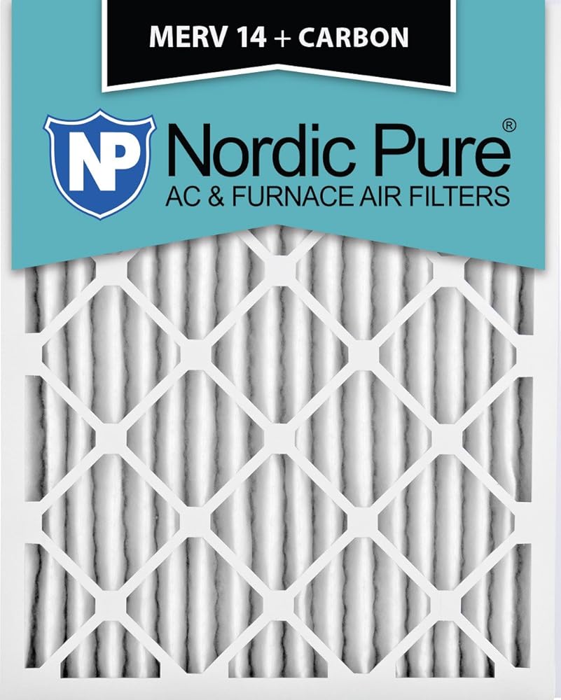 Nordic Pure 12x20x2 (Actual Size: 11 1/2 x 19 3/8 x 1 3/4) Pleated Air Filters MERV 14 Plus Carbon 12 Pack