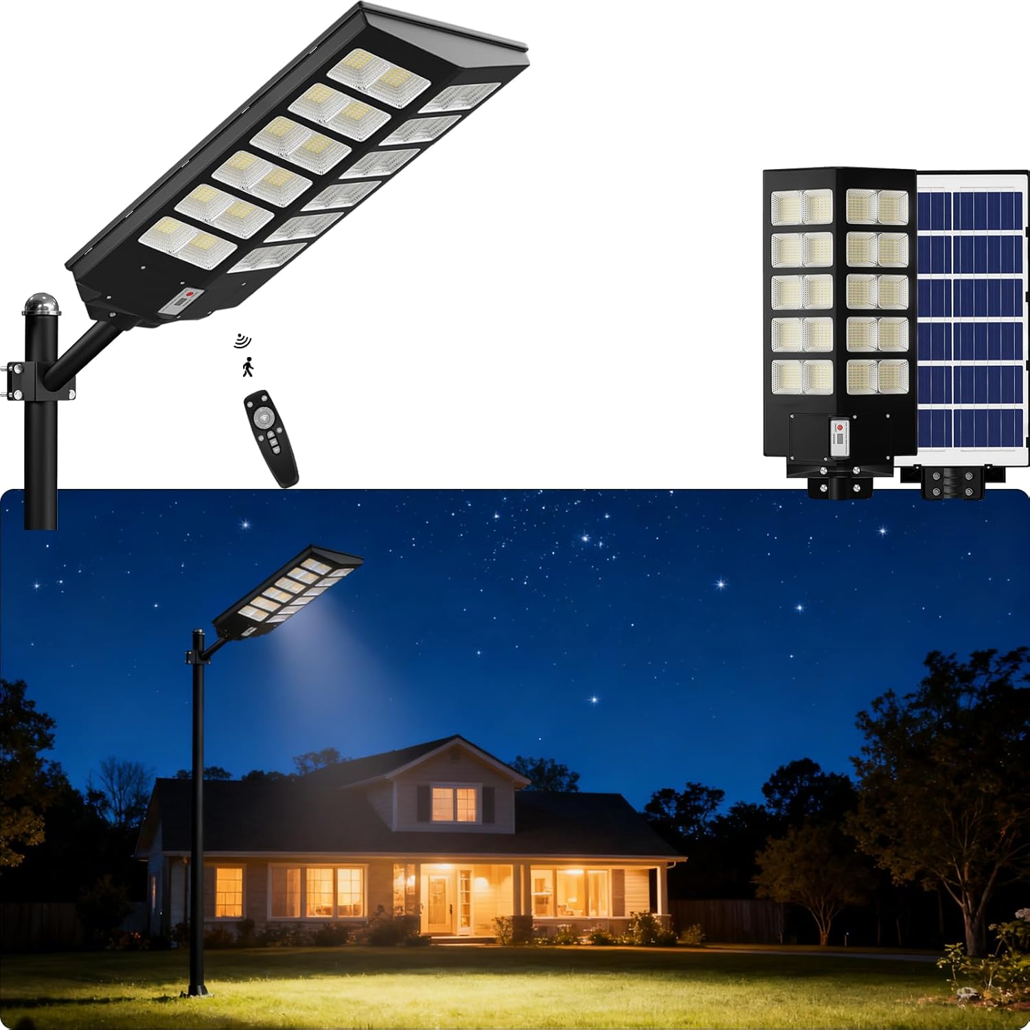 7200W Solar Street Lights Outdoor Motion Sensor Wall Light - 480pcs LED True 96000LM Wide Angle Solar Lights,Waterproof IP66 Street Lights Solar Powered for Playground Yard (7200W)