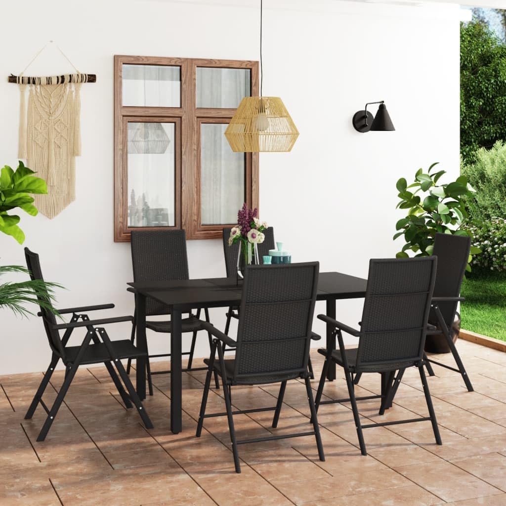 7 Piece Patio Dining Set Black Garden Furniture