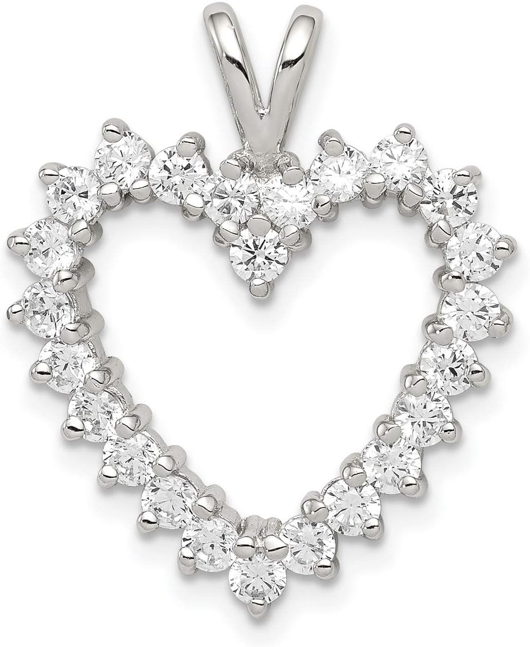 Sterling Silver Heart Shaped Pendant Necklace for Women with Open Design and Round Cubic Zirconia Stones, Elegant Romantic Jewelry Symbolizing Love, Timeless Dainty Accessory for Anniversaries