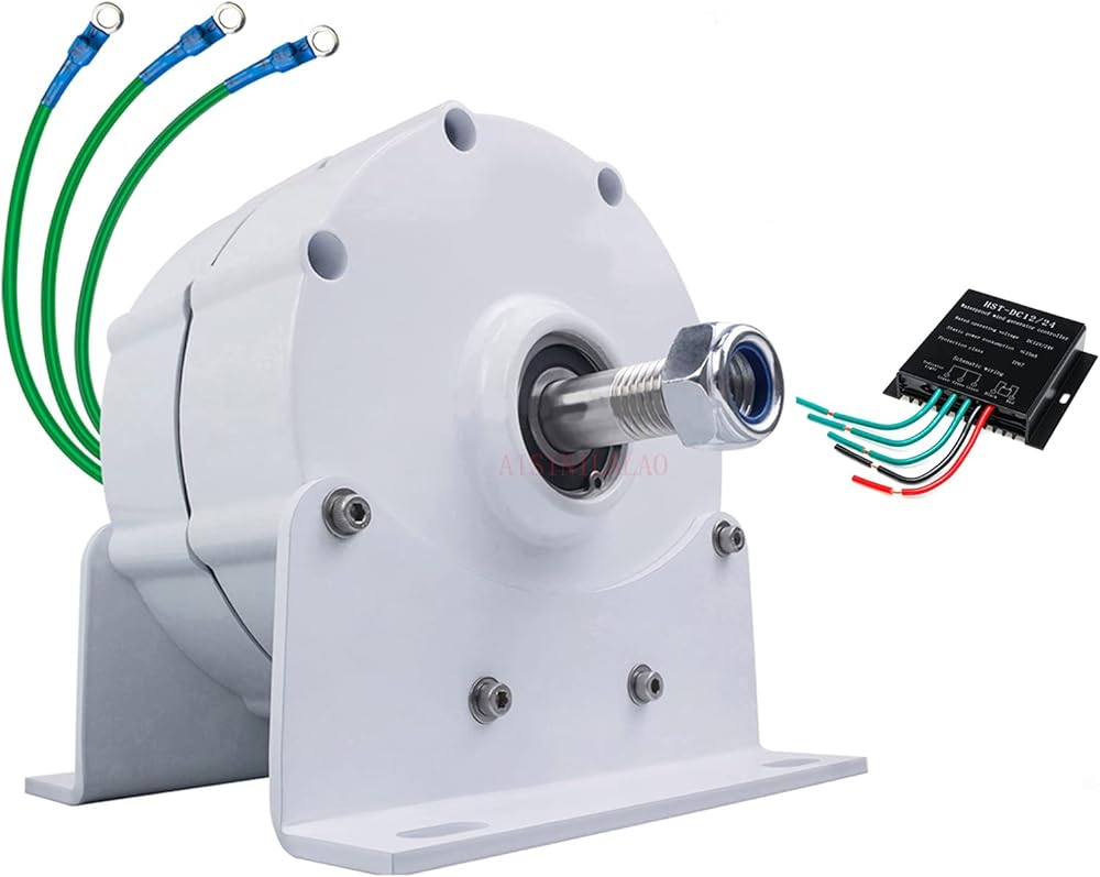 100W-1500W Low RPM 12V 24V 48V 3Phase Motor Alternator Electric Permanent Magnet Generator for Water Wind Turbine and Windmill Generator (with Base)