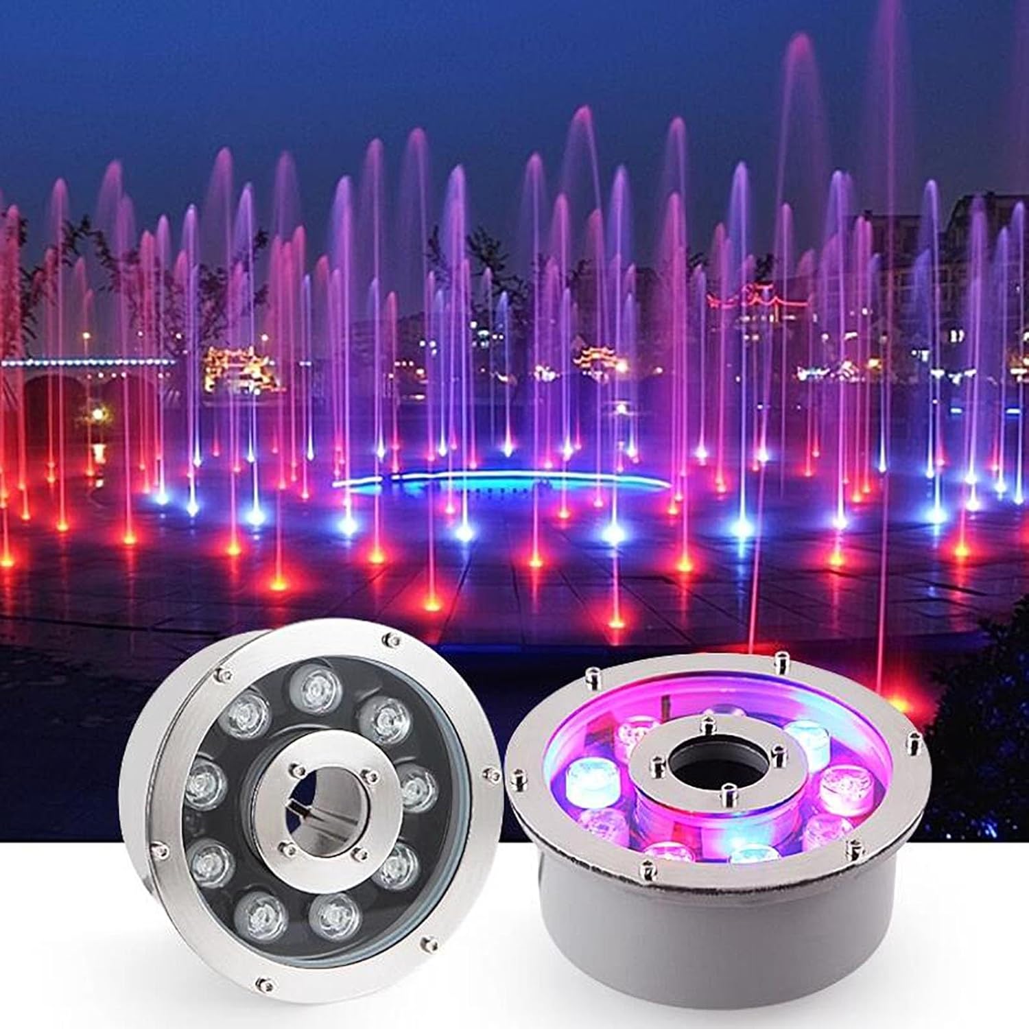 LED Ring Fountain Light - RGB Underwater Landscape Lights, 24V Middle Hole Pond Lighting, IP68 Waterproo, for The Garden, Fountain Pool, Easy to Install(Warm White,18W)