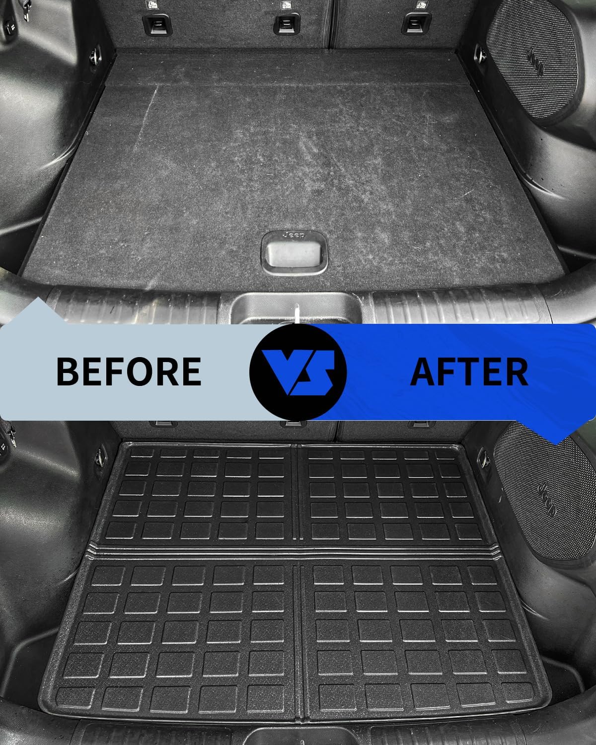 Rongtaod Floor Mats Compatible with 2019-2023 Jeep Cherokee Trunk Mat Cargo Mat Cargo Liner All Weather Trunk Liner 2022 Jeep Cherokee Accessories (Trunk Mat+Floor Mats)