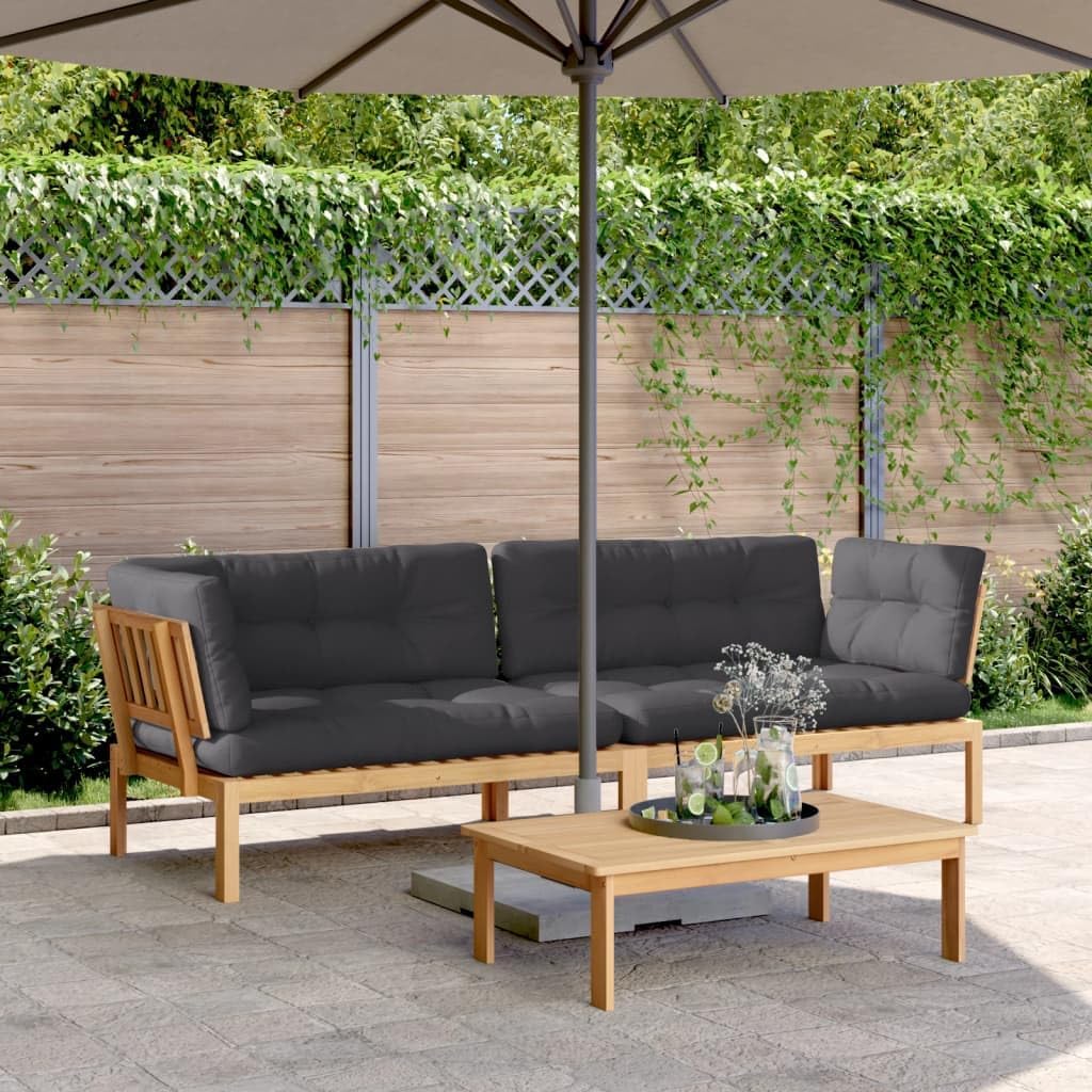 Patio Pallet Corner Sofas 2 pcs with Cushions Solid Wood Acacia,Slatted Acacia Wood Corner Sofa with Cushions for Garden, Patio, or Terrace Outdoor Furniture, Patio Seating