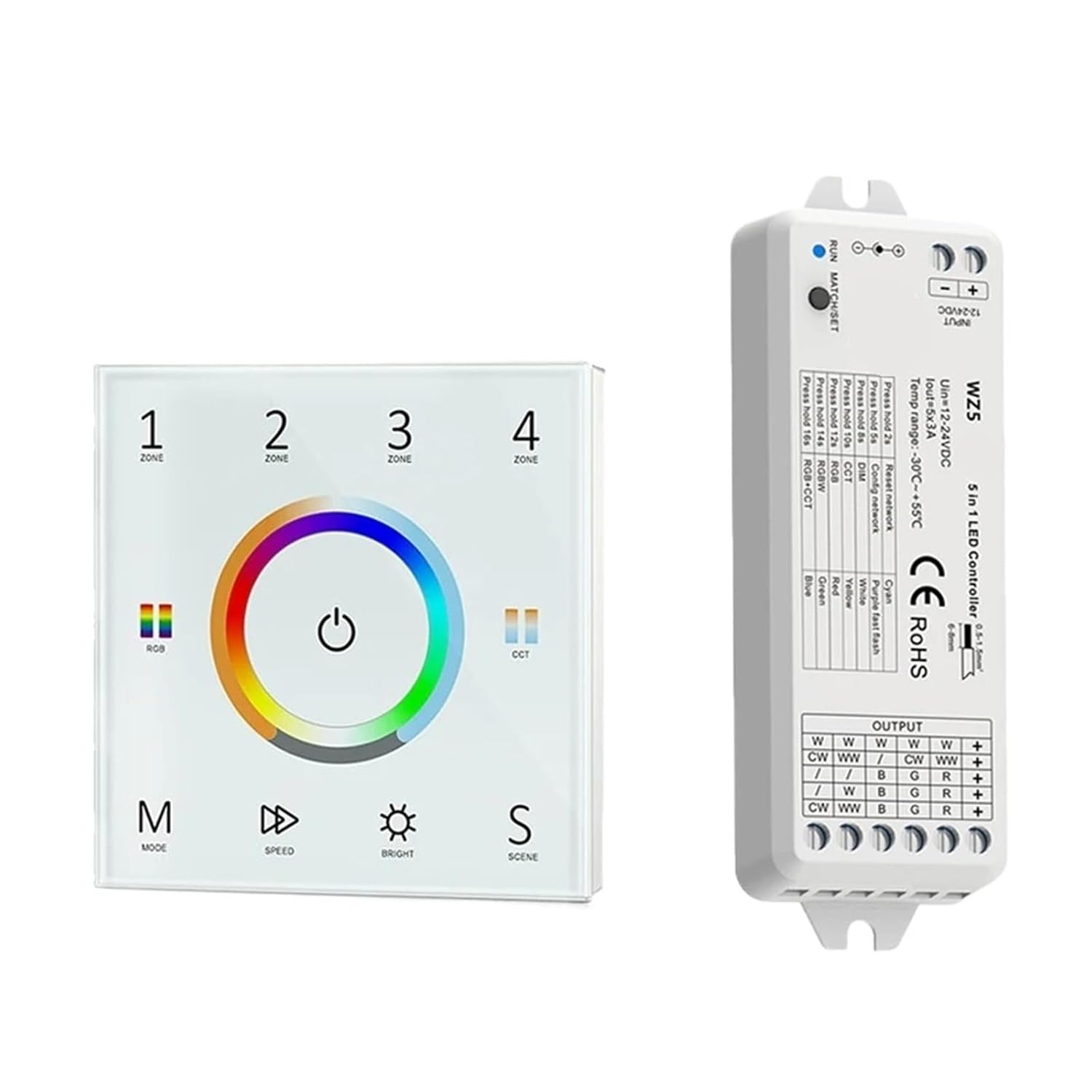 RGB+CCT LED Controller DC12V 24V(WZ5-T15-W)