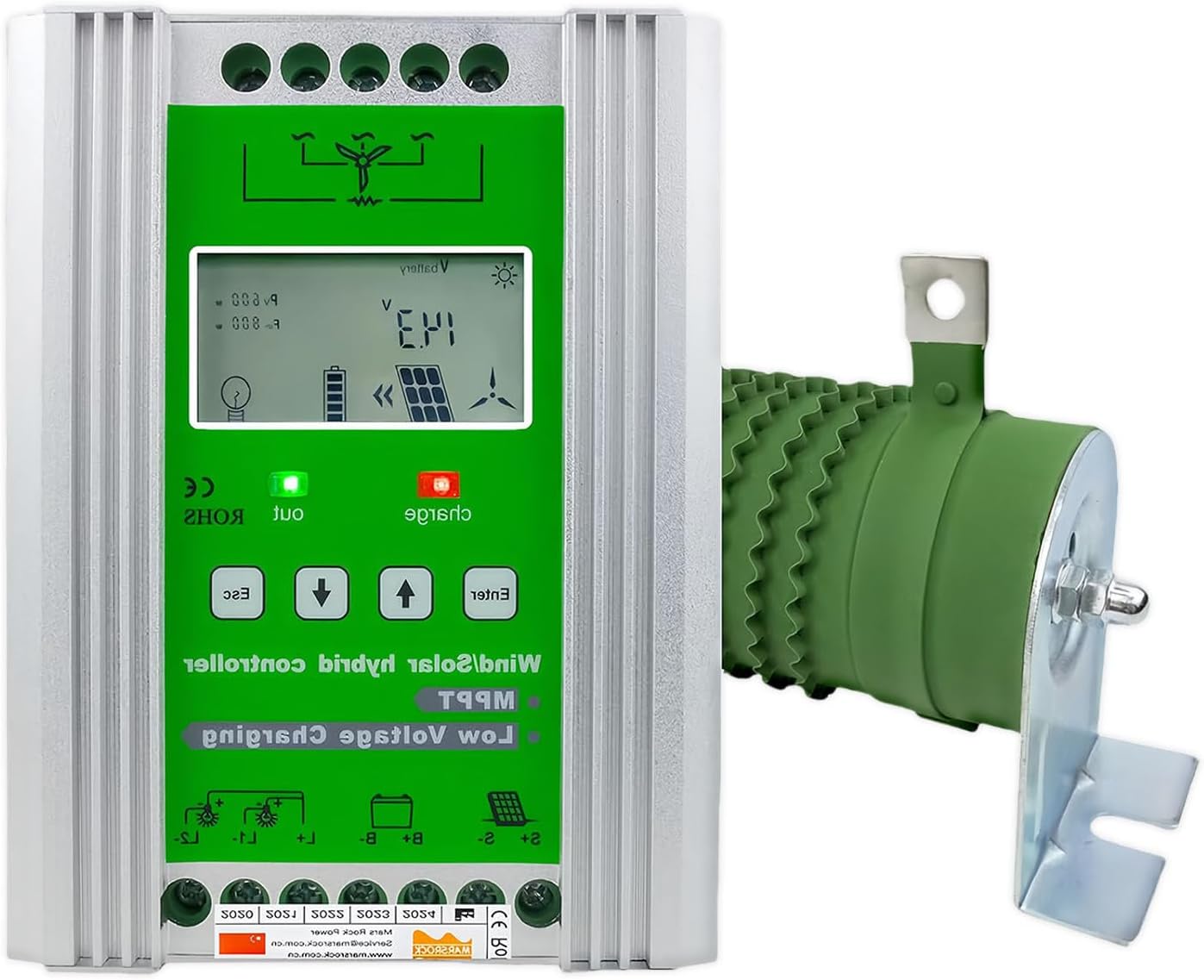 Hybrid Solar Wind Controller, 12v 24v 48v Hybrid Solar Wind Regulator Mppt Boost Charge Controller, Wind Solar Hybrid Charge Controller for Solar and Wind Inverter,48V-400W