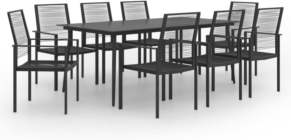 9 Piece Patio Dining Set,HighQuality Outdoor Patio Dining Set with Glass Tabletop and Durable Rattan Chairs Patio Furniture Sets, Outdoor Furniture Sets