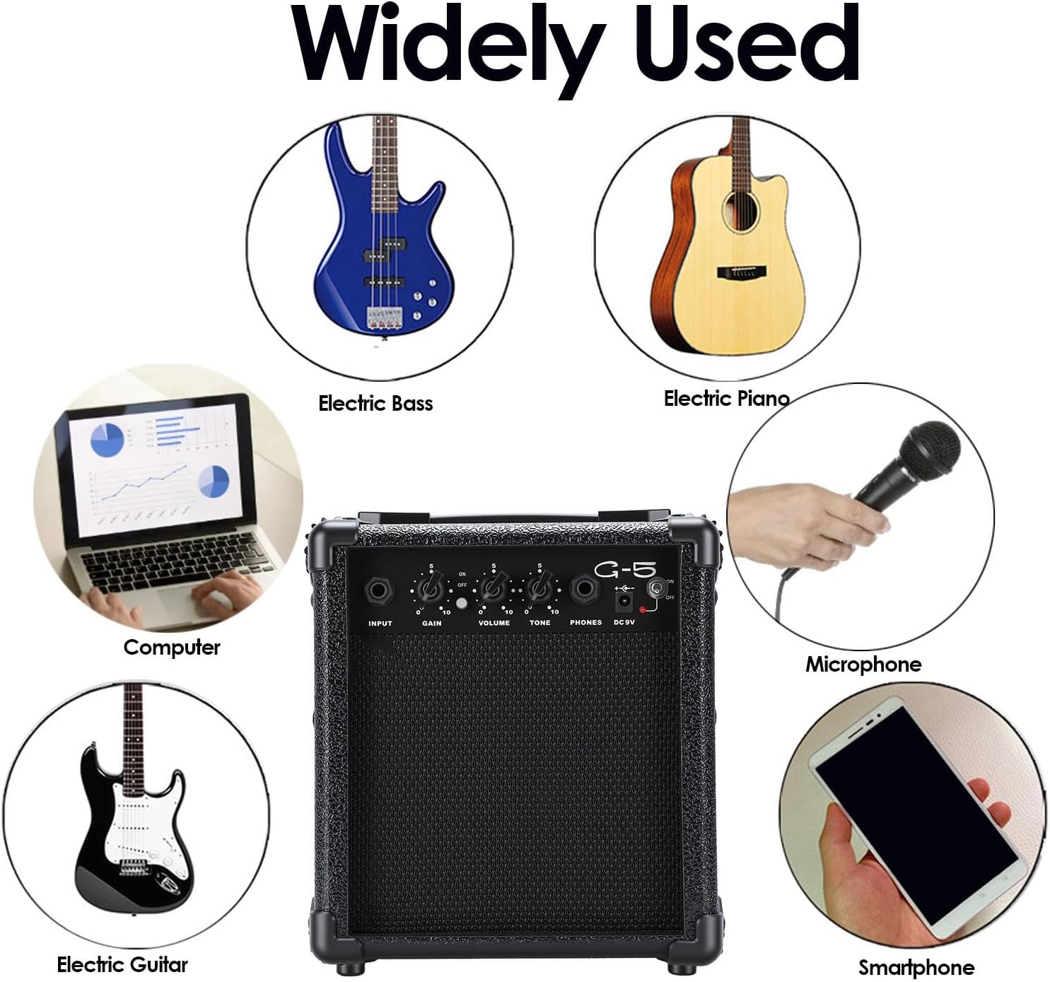 Drfeify Guitar Speaker, 5W Mini Portable Outdoor Wooden Electric Guitar Cabinet Amplifier Speaker with Headphone Jack Ideal for Daily Practice