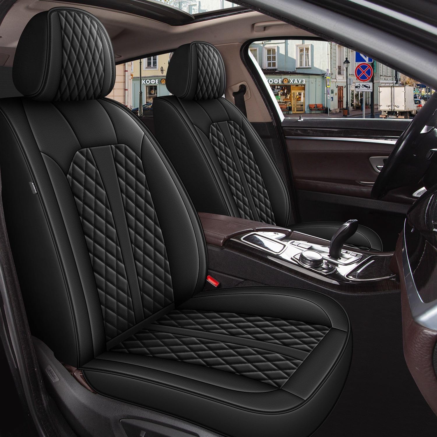 Car Seat Covers Full Set Fit for Ford Bronco Sport 2021-2025 2026: 5 Seat Auto Interior Accessories, Waterproof Faux Leather Vehical Car Seat Cushions Cover（Black