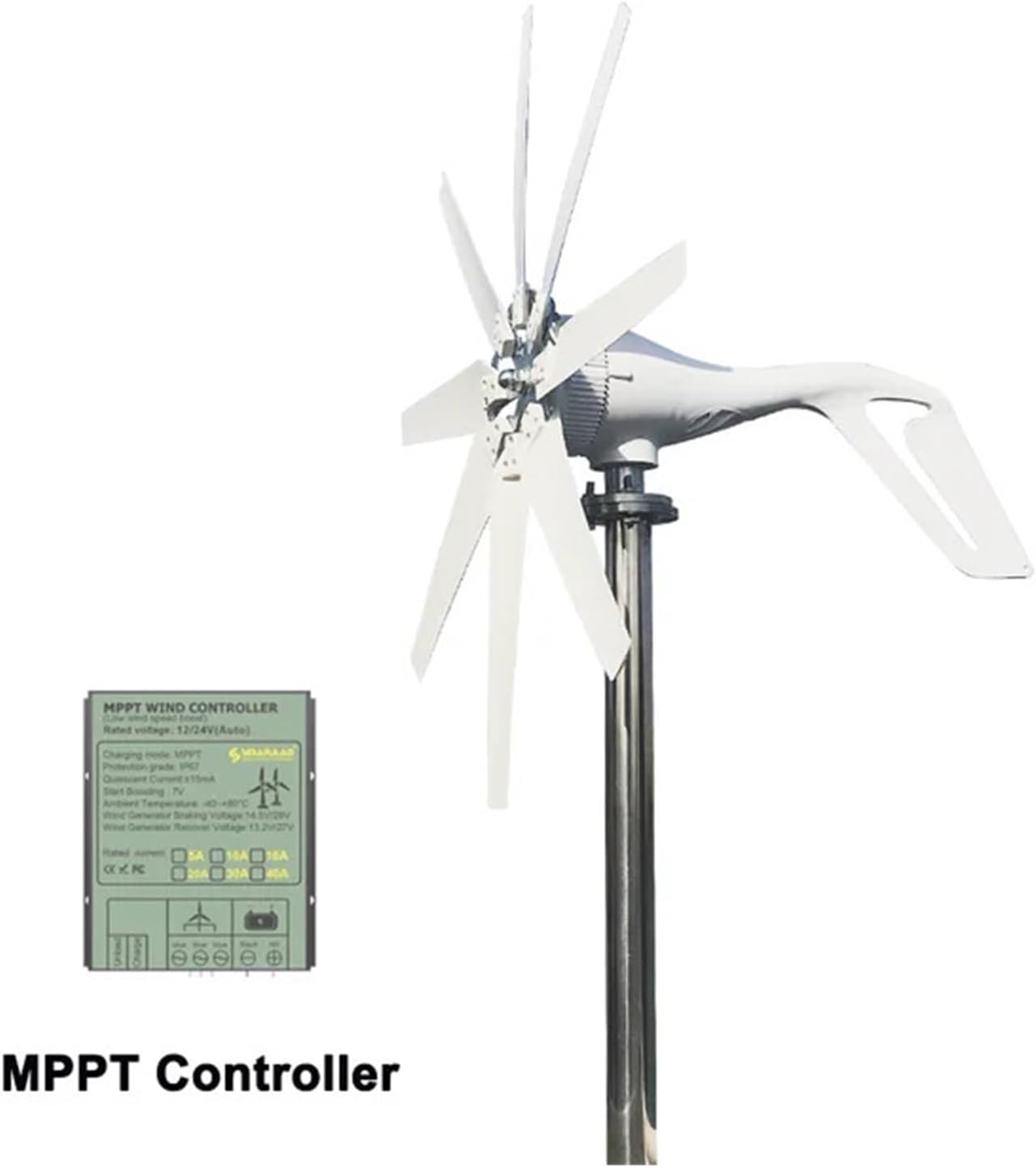 Wind Turbine Generators Kit, 12v 1000W Wind Turbine Generator 2000W Power Supply System Kit Home Solar Panels Low Starting Speed for Home(with MPPT Controller,12V_1000W)
