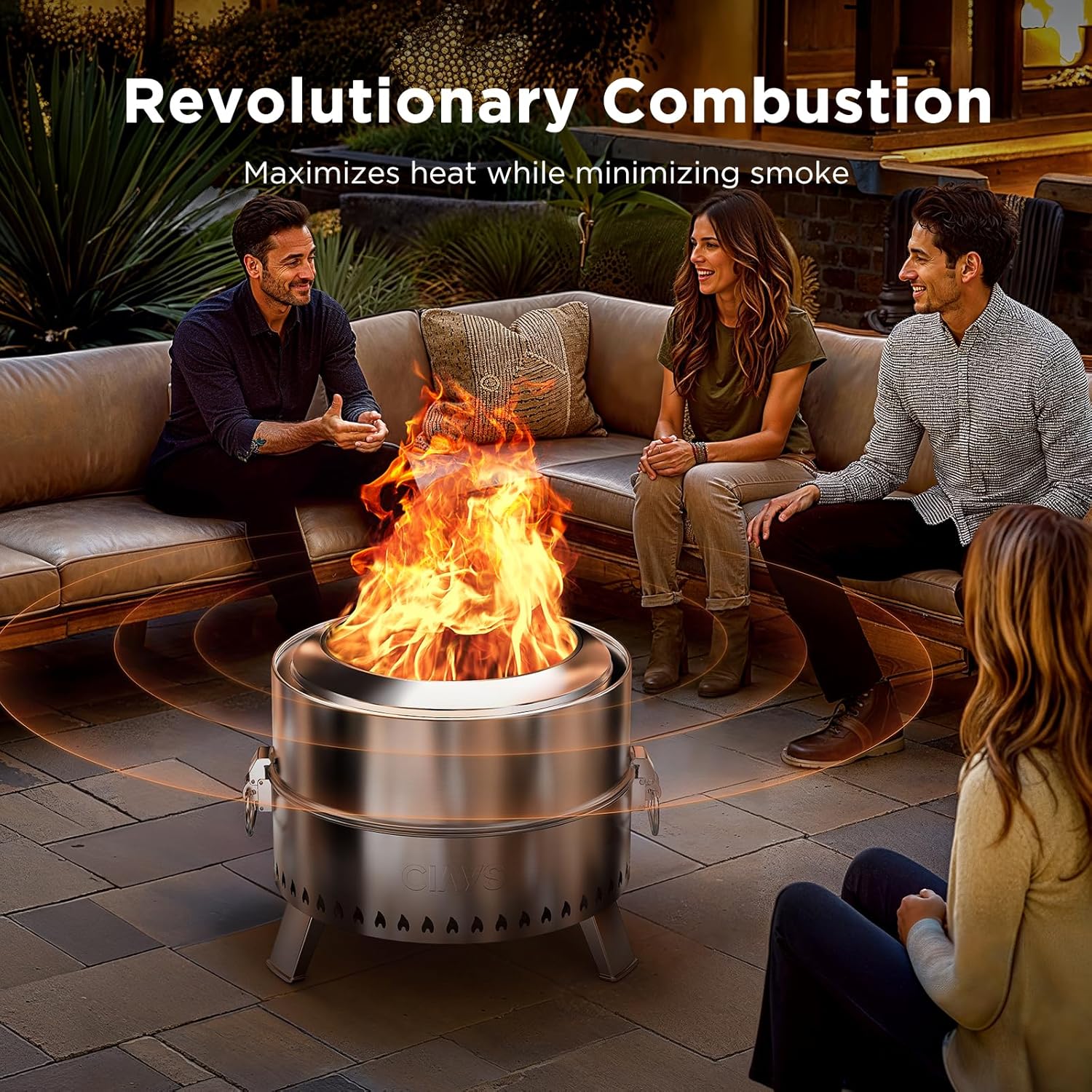 Ciays Smokeless Firepit, 21 Inch Fire Pit for Outside with Patented Technology, Large Fire Pit for Patio with Steel Grill Rack, Fire Poker, and Bag, Easy Setup and Storage, Wood Burning
