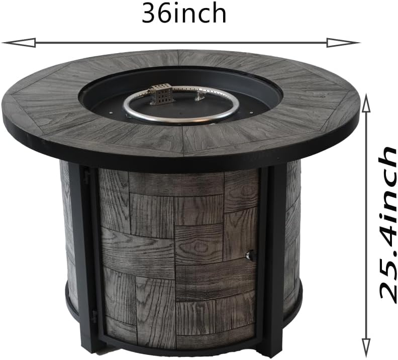 50,000 BTU Outdoor Square Propane Fire Pit Table, Concrete Outdoor Gas Fire Pit with Adjustable Flame, Lava Rocks & Waterproof Cover for Backyard, Garden, Poolside