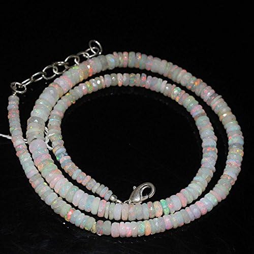 natural welo ethiopian opal faceted wheel beads necklace 75.5ct 6mm 4mm 17