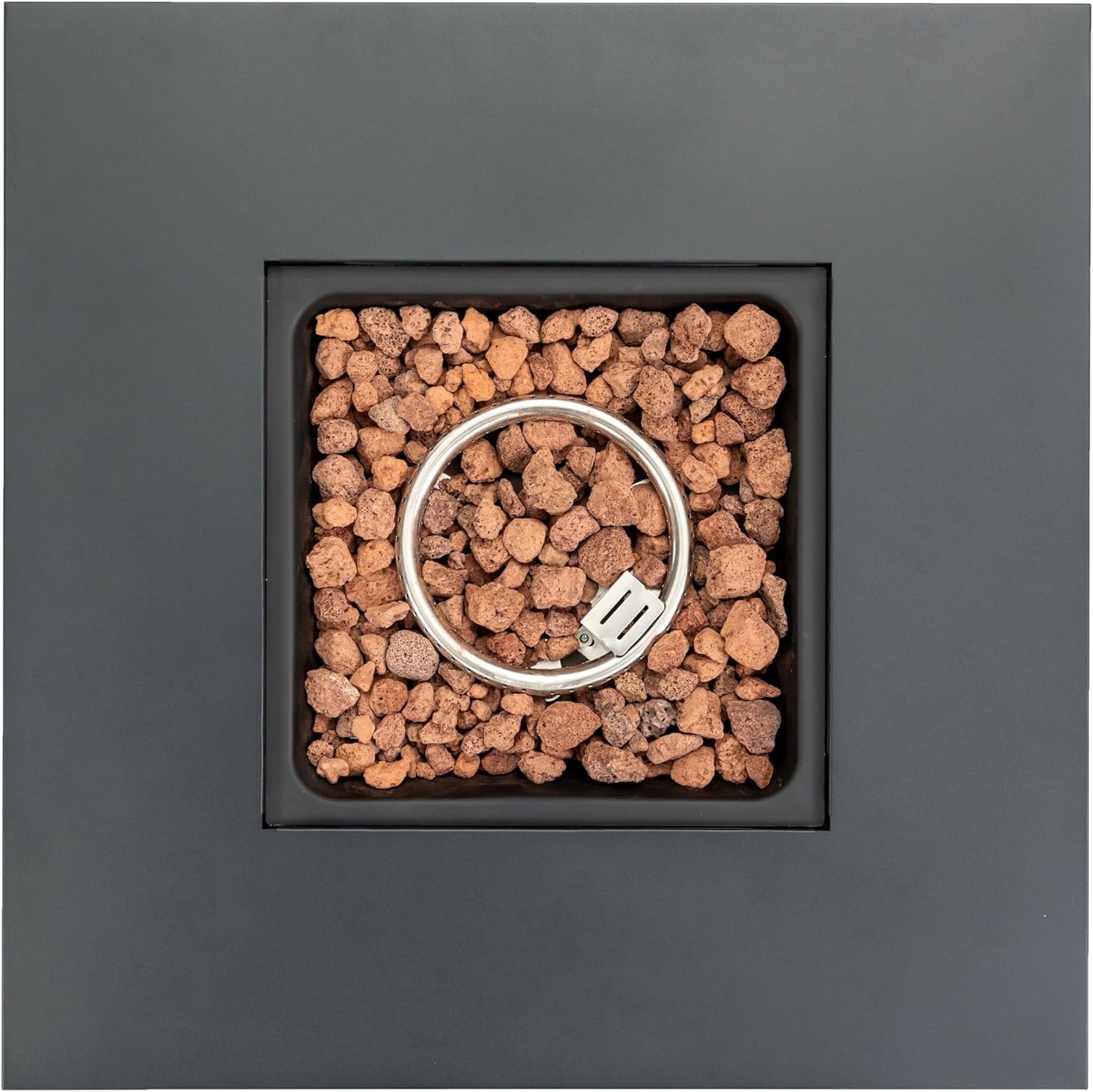 28 Inches Square Steel Propane Fire Pit Table, 50,000 Btu Outdoor Gas Fire Pit for Patio, Deck, Courtyard Black, Weather Design (1 Doors)