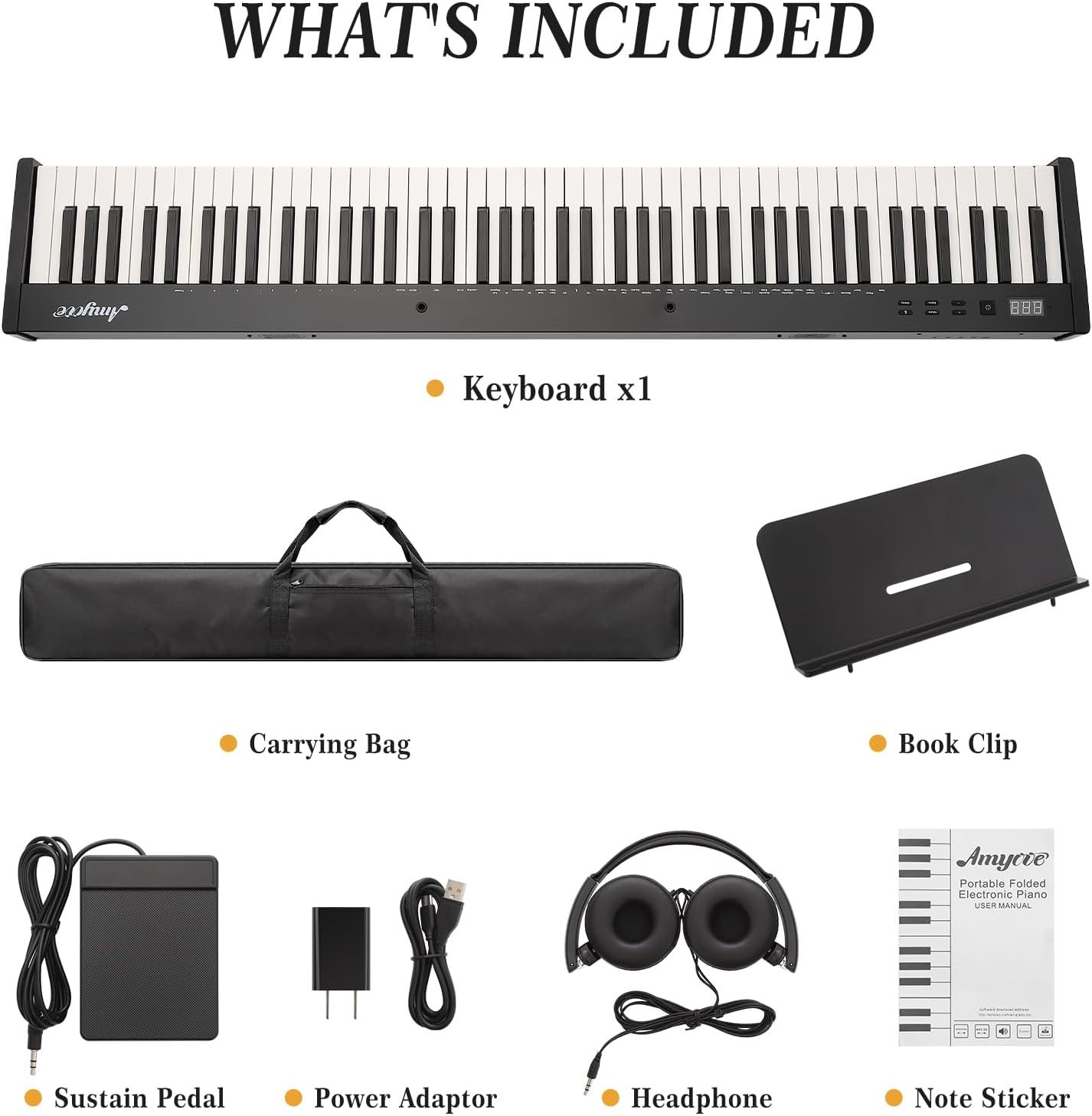 GarveeLife 88 Key Keyboard Piano, Full-Size Electric Keyboard Piano for Beginners, Portable Electric Piano with Sustain Pedal, Headphones, Handbag, Bluetooth, USB MIDI