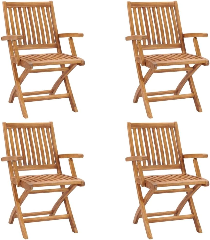 Folding Patio Chairs 4 pcs Solid Teak Wood Outdoor Furniture, Outdoor Chairs