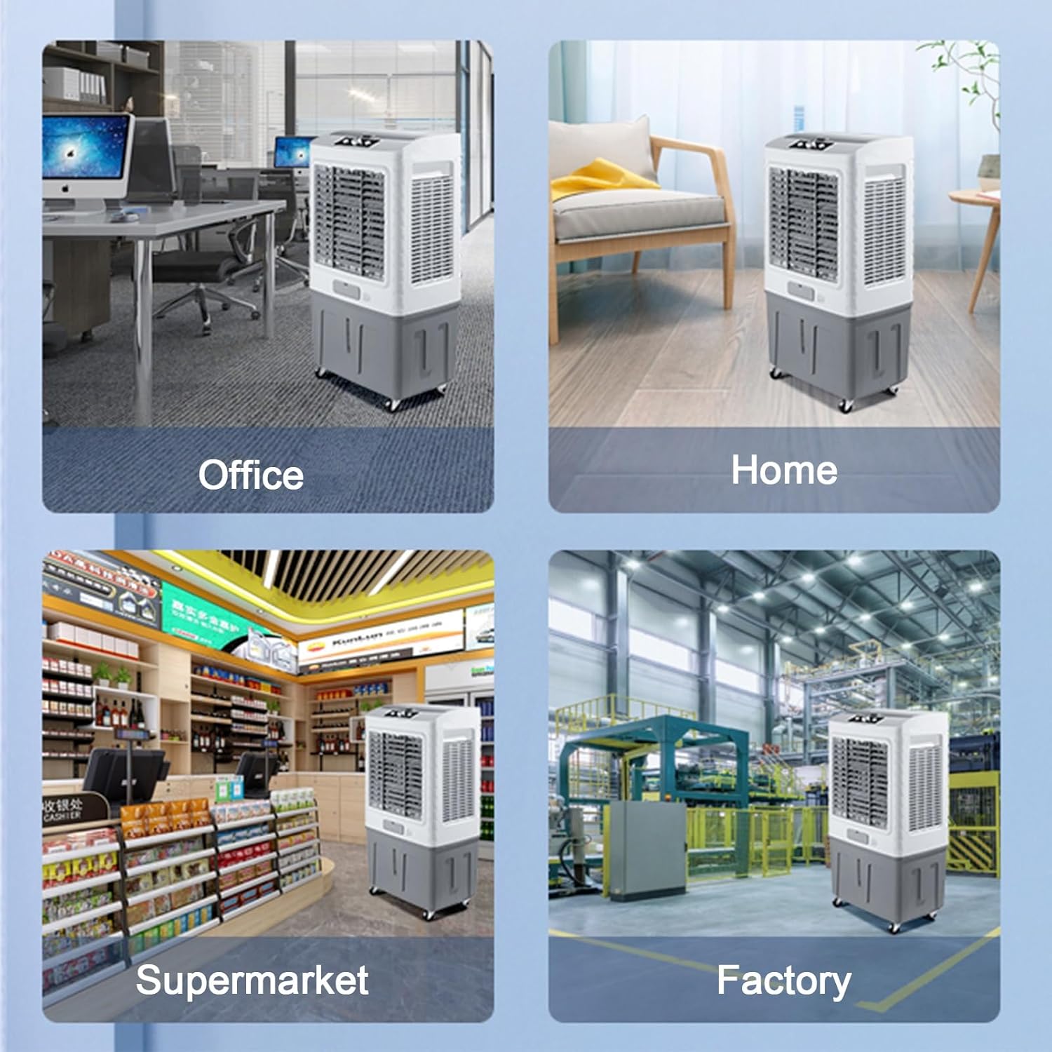 Swamp Cooler Air Conditioner, Evaporative Air Cooler w Large Capacity Water Tank, 4 Ice Box, Portable Air Conditioner with 3 Speeds for Backyard, Garage, Patio, Indoor(41x35x90cm(16x14x35.5in))