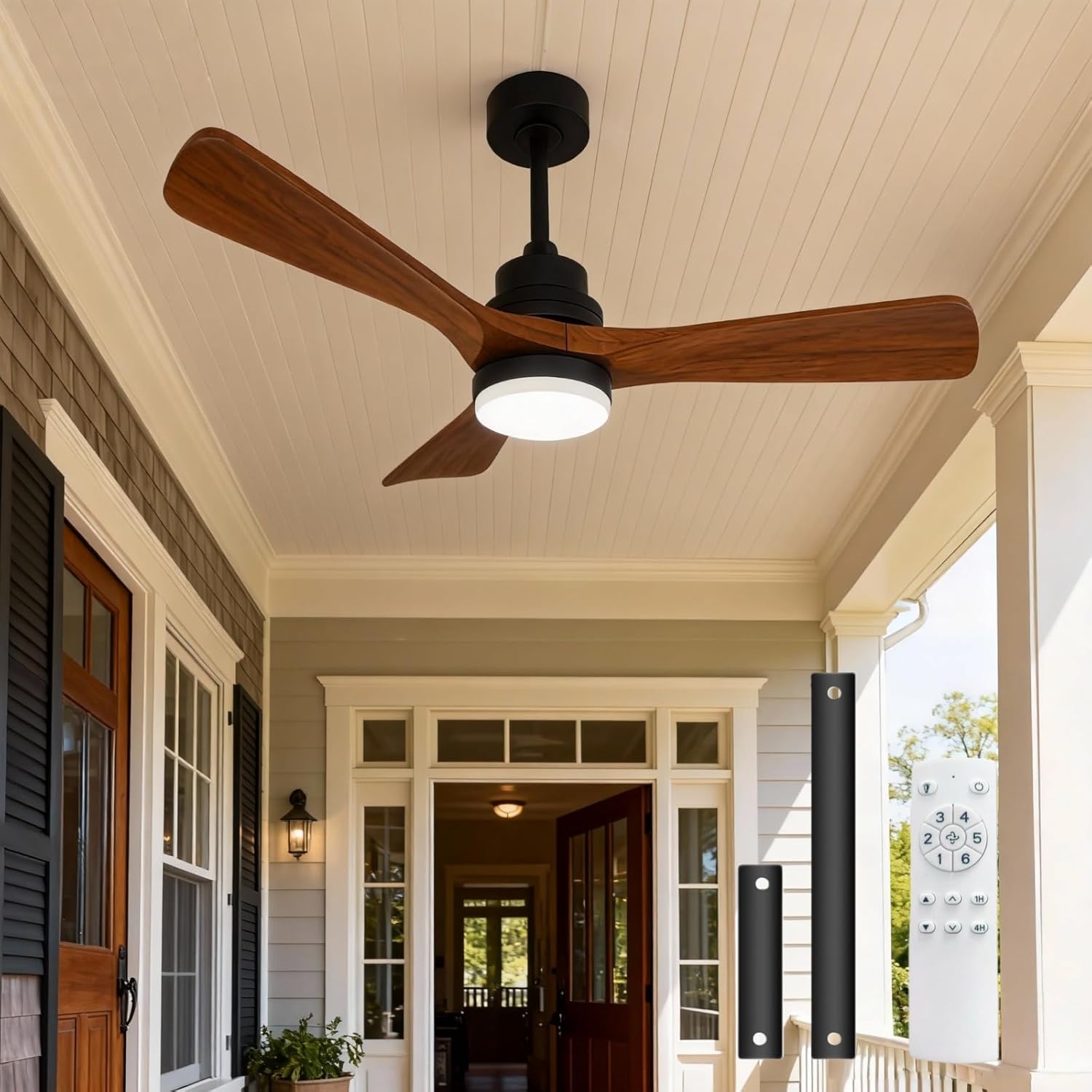 42 inch Ceiling Fan with Light,LED Lighting with 3 Color Dimming, 6 Speed Remote Control, Timing Function, and a Quiet Reversible Motor. Suitable for Bedrooms, Living Rooms, and Dining Rooms