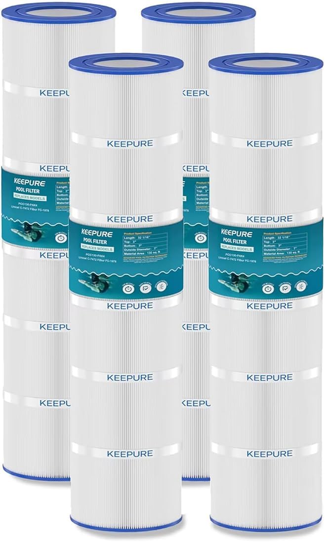 CCP520 Pool Filter Cartridges Replacement for R173578,PCC130,PCC130-PAK4,178585,Clean and Clear Plus 520,C-7472,FC-1978,FC-6475,817-0131,130 Sq.ft, 4Pack