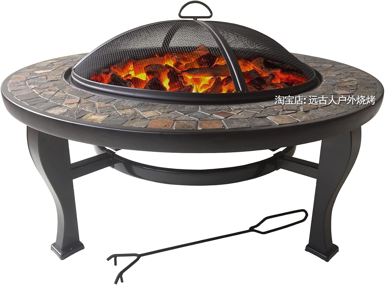 Firepit Table for Outside, Multifunctional Fire Pit Table, Firepit Table for Outside Wood Burning with Spark Screen Cover for Backyard Garden Patio Bonfire Heating,