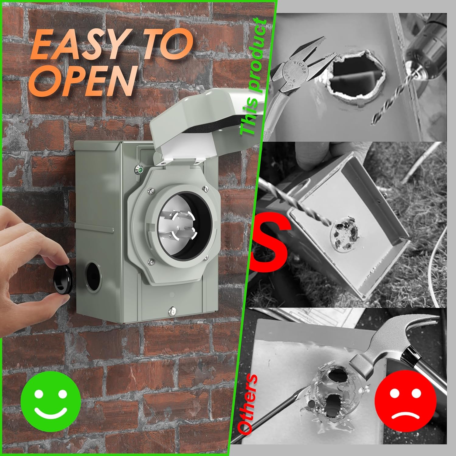 CircleCord 4 Prong 30 Feet 30 Amp Generator Extension Cord and Inlet Box with Locking Connector, Heavy Duty NEMA L14-30P/L14-30R, 125/250V 7500W 10 Gauge SJTW Generator to House Power Cord