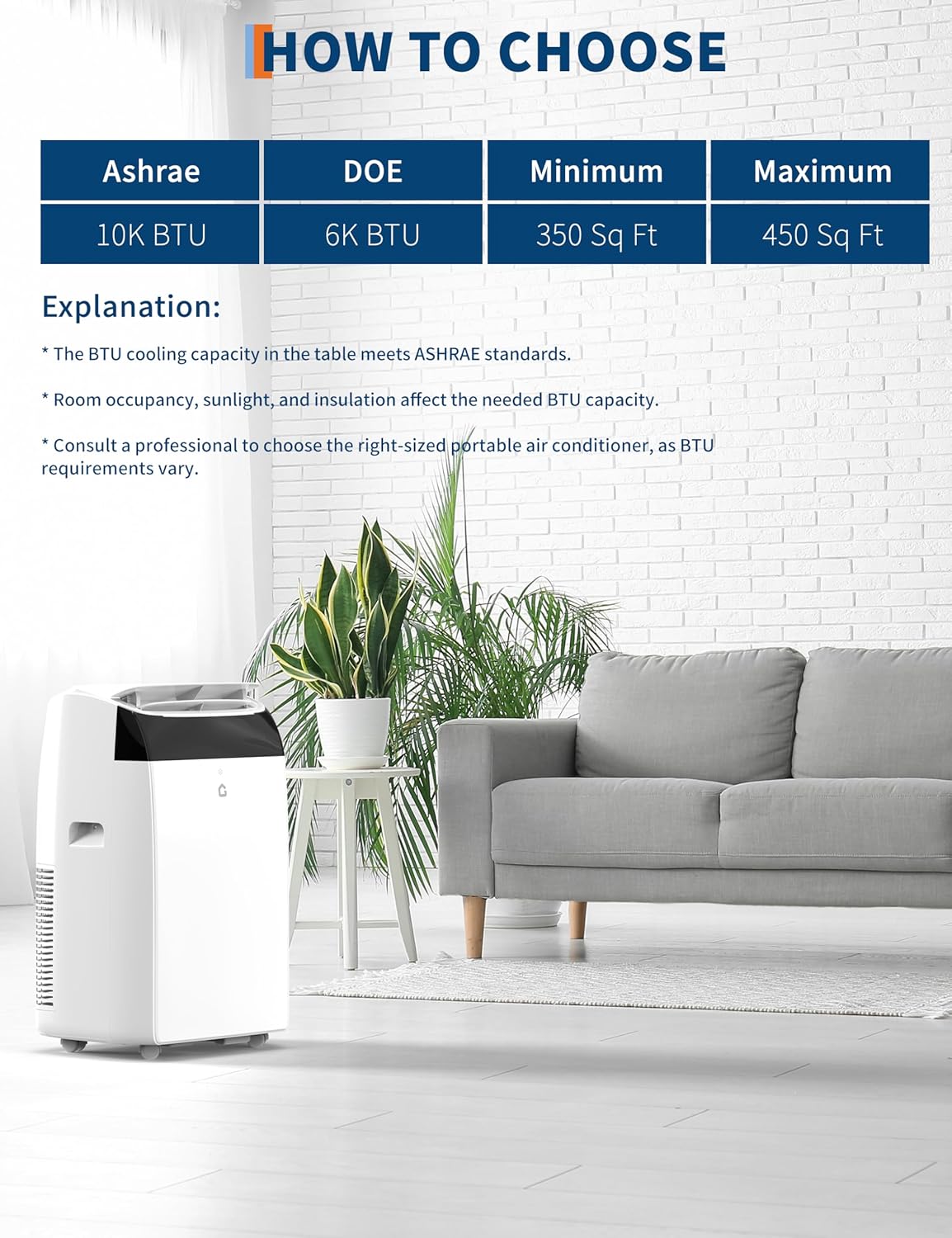12,000 BTU Portable Air Conditioners, Portable AC Units for Rooms with Dehumidifier and Fan, Room Air Conditioner Cools Up To 550 Sq.Ft., Quiet Operation, Remote Control, White Cover