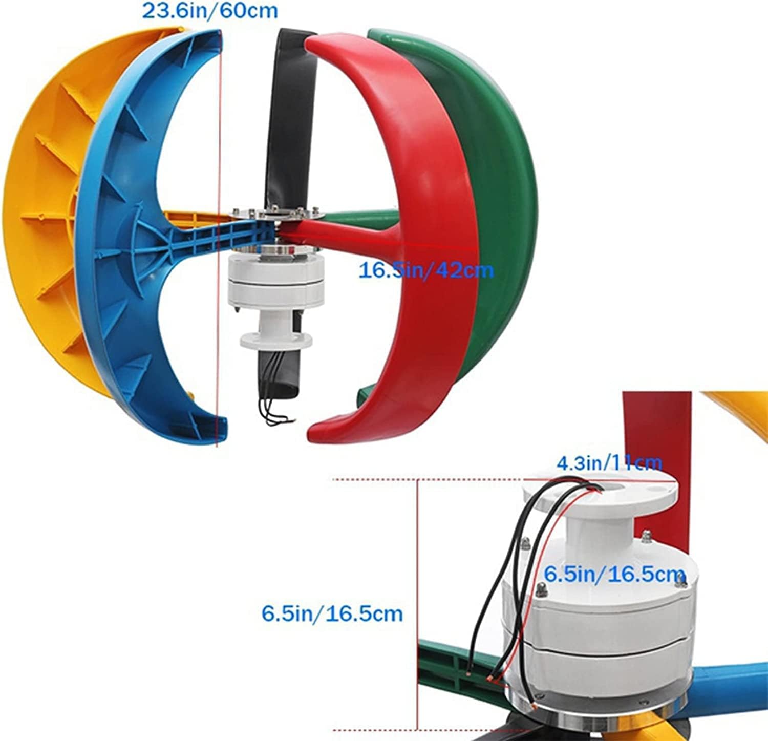 9000W Wind Turbine Generator Kit,12V/24V/48V Vertical Axis Wind Generator Kit Electricity Producer Equipment for Home, Boat, Street Lighting