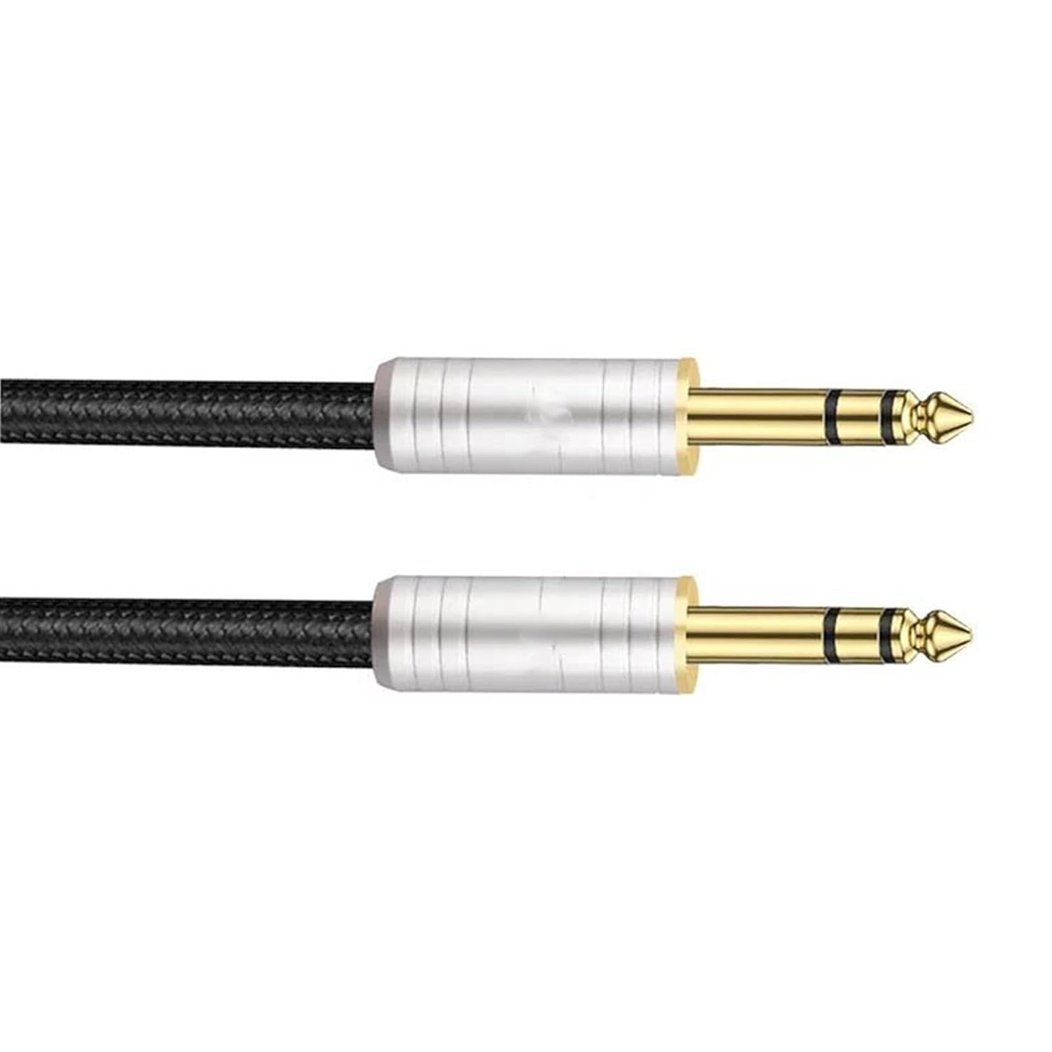 Pro Audio Cable 6.5mm to 6.5mm Cable for Speaker Amp Instrument Guitar 6.35 Jack Male to Male 6N Silver Plated Stereo Aux Cable(1.5m)