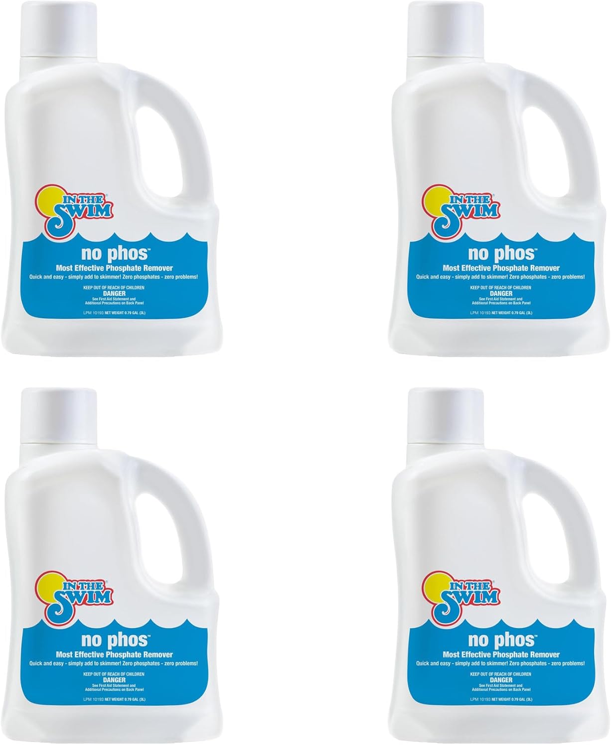 In The Swim - No Phos - Fast-Acting Phosphate Remover for Clear, Balanced Water - 3 Liter - 4-Pack