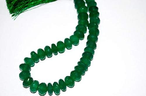 13 inch natural beads strand of 8-8.5mm faceted rondelle green onyx gemstone beads for DIY jewelry - necklace, bracelet, earring, ring.