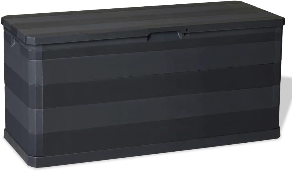 Storage Box Outdoor Patio Black Cabinet, Waterproof Rectangular Boxes for Furniture, Garden, Backyard - Polypropylene Container