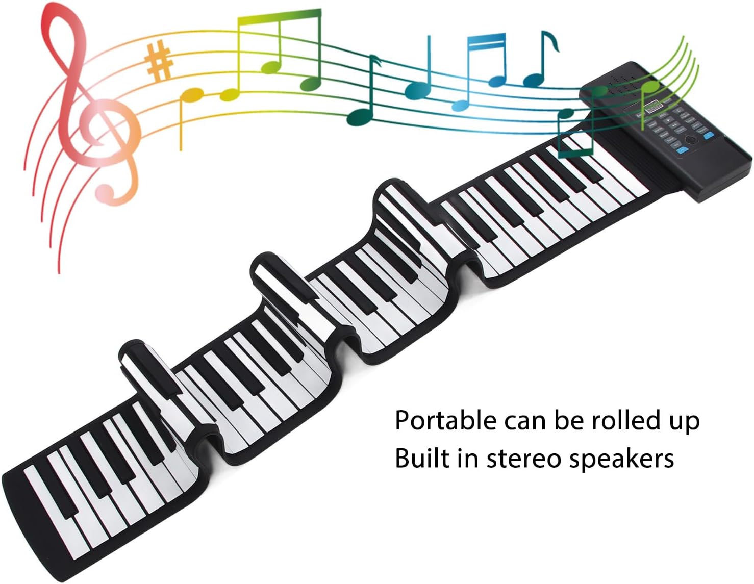 88 Keys Hand Roll Piano, Support MIDI Function, 128 Tones Rhythms, LED Display, for Kids Beginners Gift, Built in Speakers, MP3, Mic, Headphones, Foldable, Rechargeable USB