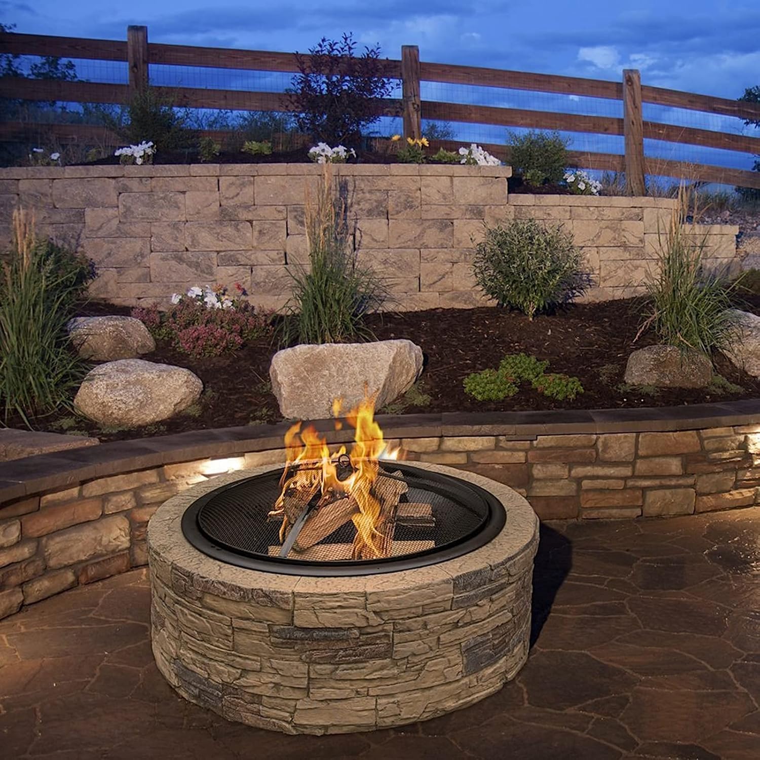 Fire Pit Outdoor Wood-Burning fire Pit, 35-inch fire Pit with Spark Screen, Poker, Courtyard Backyard Garden fire Pit