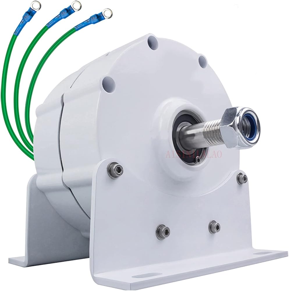 2000W 400/Rpm with Base Gearless Permanent Magnet Generator 12V 24V 48V AC Alternator for Vertical Wind Turbine Generator(White)