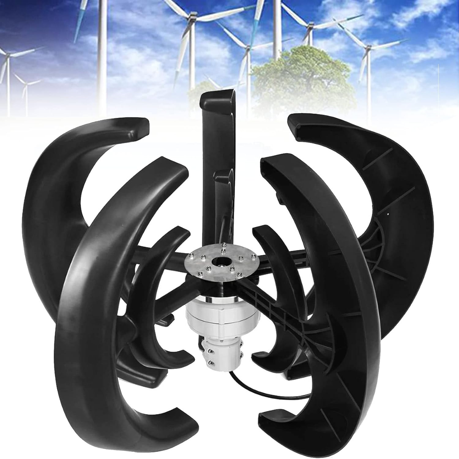 Wind Turbine Generator Kit,12V 24V 48V 500W Wind Generator with Controller 5 Blades Minitype Lantern Wind Turbine Generator Kit Clear Energy Windmill for Home Highways Boats,Black-24V