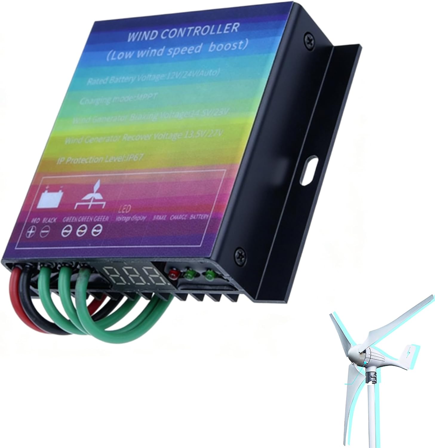 with LED Voltage Display 14000W MPPT Wind Turbine Charge Controller Booster IP67 12V 24V 48V 220V Voltage Regulator, for 0-14000W Generator
