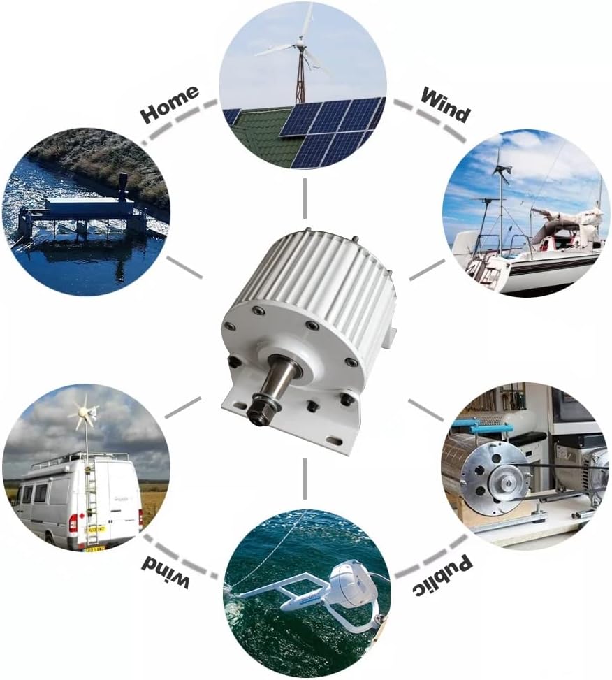 Wind Power Turbine Generator 1KW~10KW Low RPM Permanent Magnet Wind Turbine Generator 10000W 48V 96V Free Energy Generator Alternative Energy (Color : Without Base, Size : 48V_1000W)