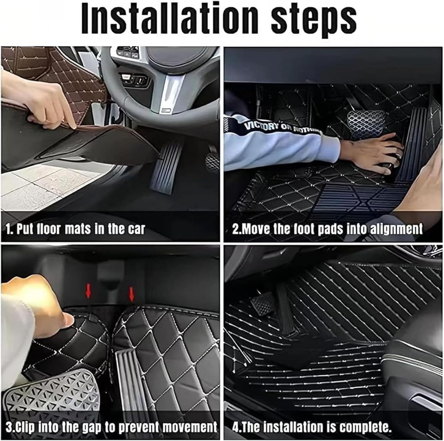 4 Pcs Leather Car Floor Mats for BMW i8 2014 2015 2016 2017 2018-2020, Custom Front Rear Row Foot Pads Liners Waterproof Anti-Slip Carpet Protection Interior Accessories,C/Black-Beige