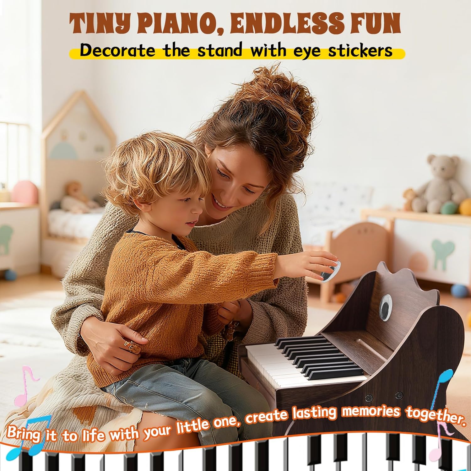 AiJoy Kids Piano Keyboard, 25 Keys Digital Piano for Toddler Kid, Mini Music Educational Instrument Toy, Wood Gift for Children Girls Boys, Volume Adjustable