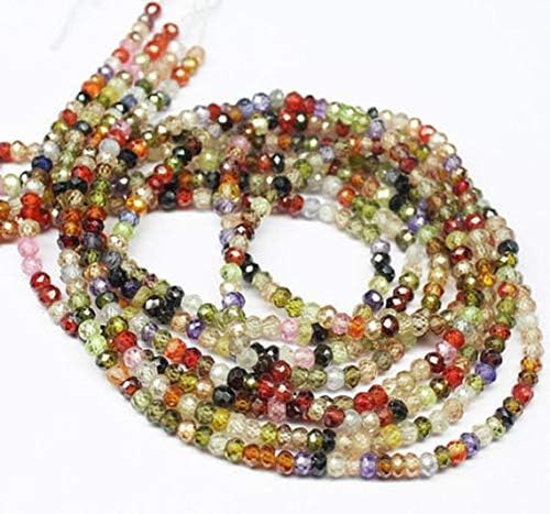 13 inch natural beads strand of 3mm faceted rondelle multi zircon gemstone beads for DIY jewelry - necklace, bracelet, earring, ring.