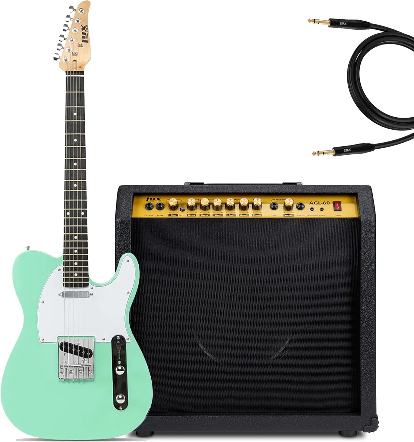 LyxPro 39” Electric Guitar Left Hand TL Series, Full-Size Paulownia Wood Body - 60 Watt Amplifier Combo Solid Studio Stage Amp with 10” 4-Ohm Speaker - ¼