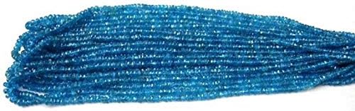 10x14-140 inches strand. neon blue apatite faceted rondelles, size 3.5-4mm