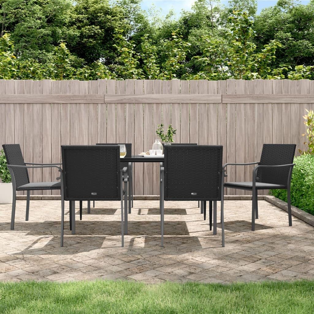 7 Piece Patio Dining Set with Cushions Poly Rattan and Steel,Outdoor Dining Set Durable and Stylish for Patio, Garden, and Outdoor Living Furniture Sets for Patio, Lawn & Garden