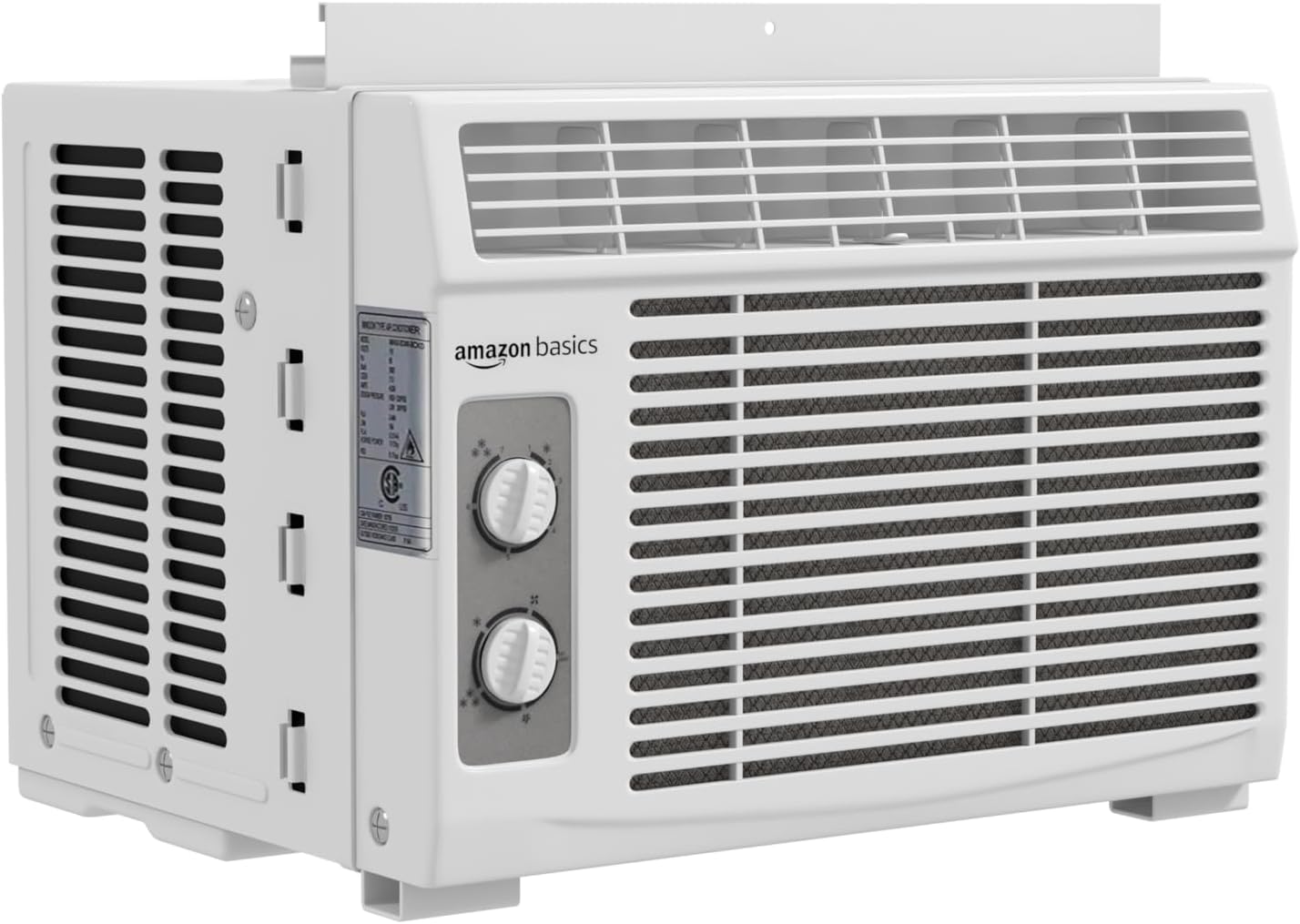 Amazon Basics 5000-BTU Small Window Air Conditioner, Up to 150 Sqf, Window AC Units with Cool and Fan Functions, Washable Filter, Adjustable Window Kit, Intuitive Mechanical Controls, White