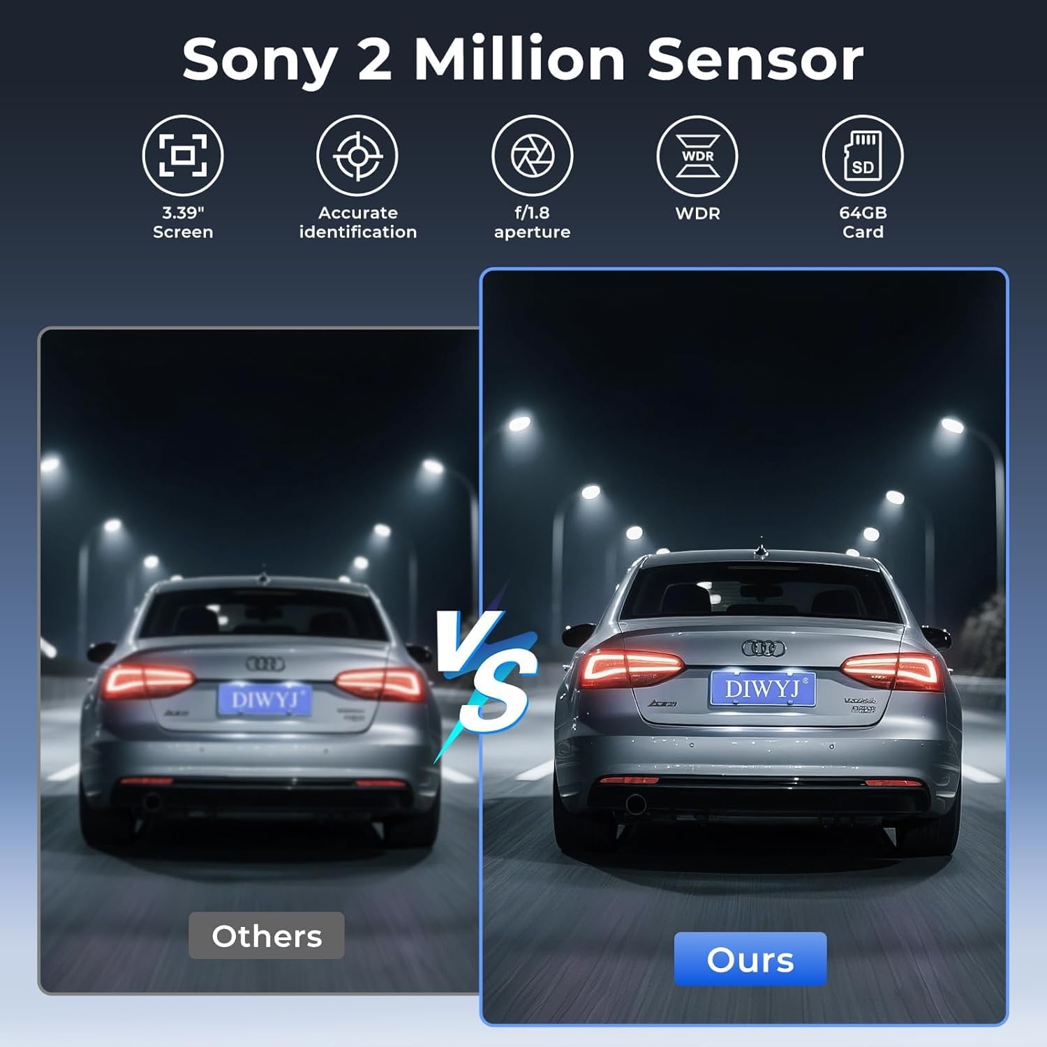 Dash Cam Front and Rear, 4K+2.5K+1080P with 170° Fisheye Lens, Full HD Dash Camera for Cars, 5GHz WiFi, IR Night Vision, WDR, 64GB Card Included, 24/7 Parking Mode, G-Sensor & Loop Recording（D7）