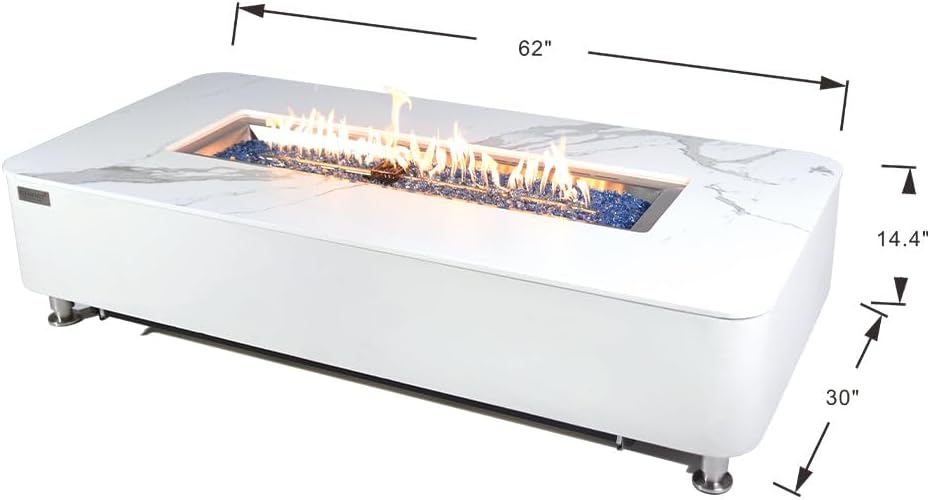 Elementi Athens Concrete Modern Rectangular Fire Pit, 62
